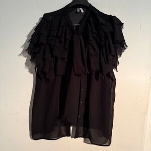 Truth 1X Sheer Chiffon Romantic‎ Blouse Victorian Whimsigoth Ethereal Ruffled